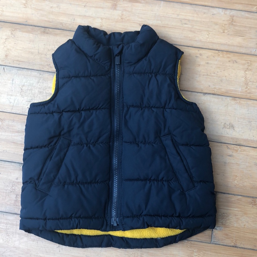 Old navy blue and yellow puffer vest GUC size 2